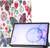 Tri-Fold Book Case met Wake/Sleep - Geschikt voor Samsung Galaxy Tab S6 Hoesje - Vlinders