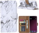 Marmeren Boekmodel Hoesje Samsung Galaxy S10 Plus - Wit