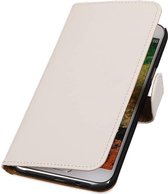 Samsung Galaxy E5 - Effen Design Wit - Book Case Wallet Cover Hoesje