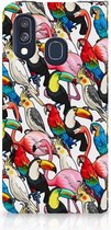 Geschikt voor Samsung A40 Standcase Hoesje Birds