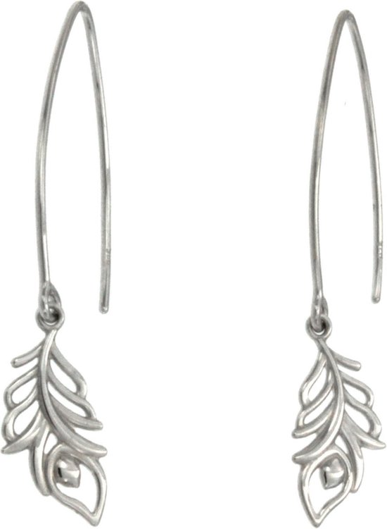 Silver Lining hooks oorhangers - zilver gerodineerd - veer - 40 x 8 mm