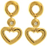 Behave® Dames oorbellen hangers goud-kleur hartjes 4,5 cm
