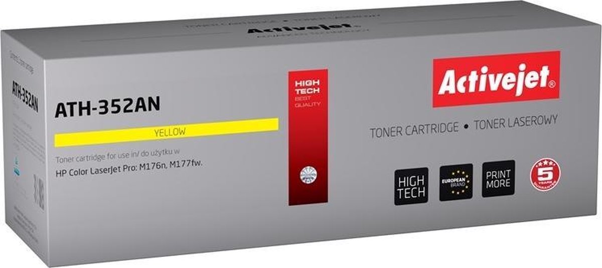 ActiveJet AT-352AN Toner voor HP-printer; HP CF352A-vervanging; Opperste; 1100 pagina's; geel.