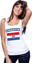 Singlet shirt/ tanktop Kroatische vlag wit dames S