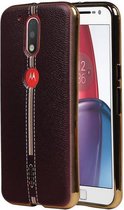 M-Cases Leder Look TPU Hoesje - Hoesje Geschikt voor Motorola Moto G4 Bruin