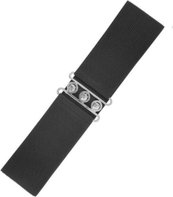 Elastische tailleriem 'Vintage stretch waist belt' zwart LARGE - Dancing Days / Banned