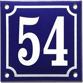 Emaille huisnummer blauw/wit nr. 54
