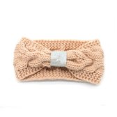 Warme Gebreide Hoofdband met Kristallen - Oorwarmers - Knitted Headband - Roze - musthave