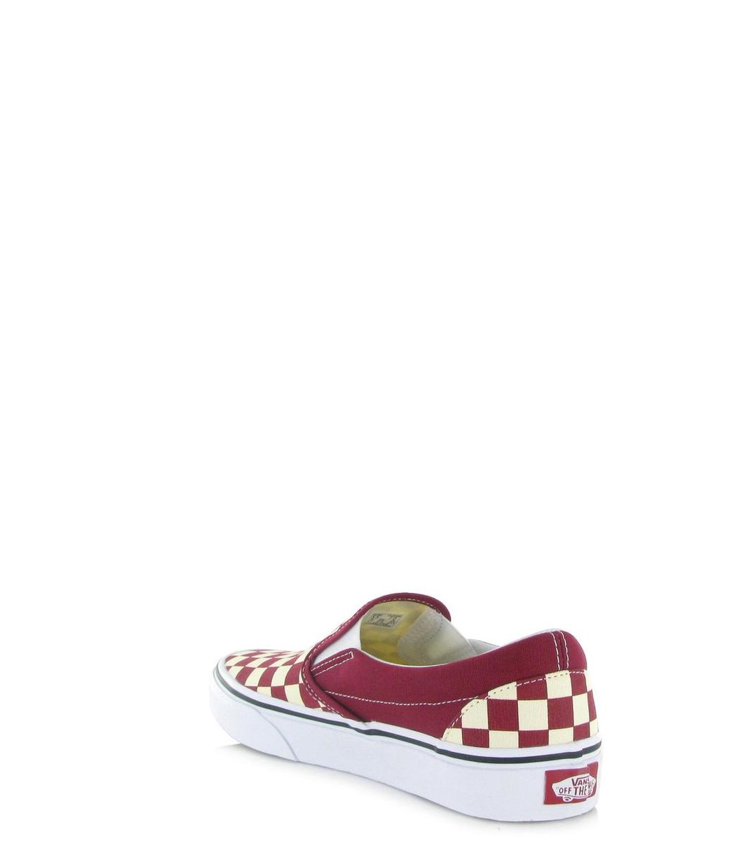 vans slip on black and red