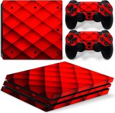 PS 4 Pro Sticker Red Pattern - PS 4 Pro Rood Patroon Skin Sticker - 1 Console Skin + 2 Controller Skins