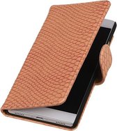 Huawei P8 Snake Slang Booktype Wallet Hoesje Roze - Cover Case Hoes