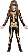 Zwart/oranje skelet verkleedpak voor kinderen kostuum - Halloweenoutfits voor jongens/meisjes 7-9 jaar (122-134)