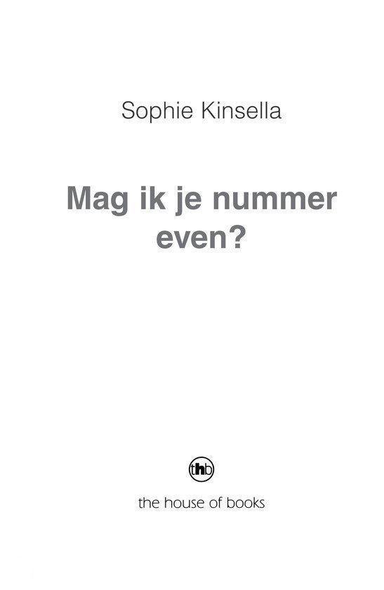 Boekcover met tekst 'Sophie Kinsella' en 'Mag ik je nummer even?'