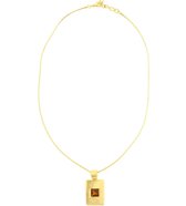 Behave® Dames ketting goud-kleur met rechthoekige hanger met bruine steen 40 cm