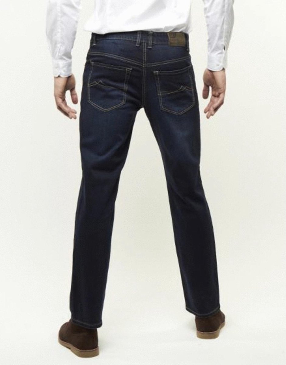 Palm S05 - Modern fit, sand blasted dark blue stretch denim, L32-W38