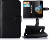 Microsoft Lumia 550 Zwart Litchi Booktype hoesje - Premium Beschermhoes - Bookcover - Smartphonehoes - Telefoonhoes - Faux Leer - Print - Design Case - Telefoon Hoes - Wallet Type - Cover - B