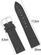 Horlogeband Leer 20mm - Croco Band + Push Pin - Zwart - Sarzor