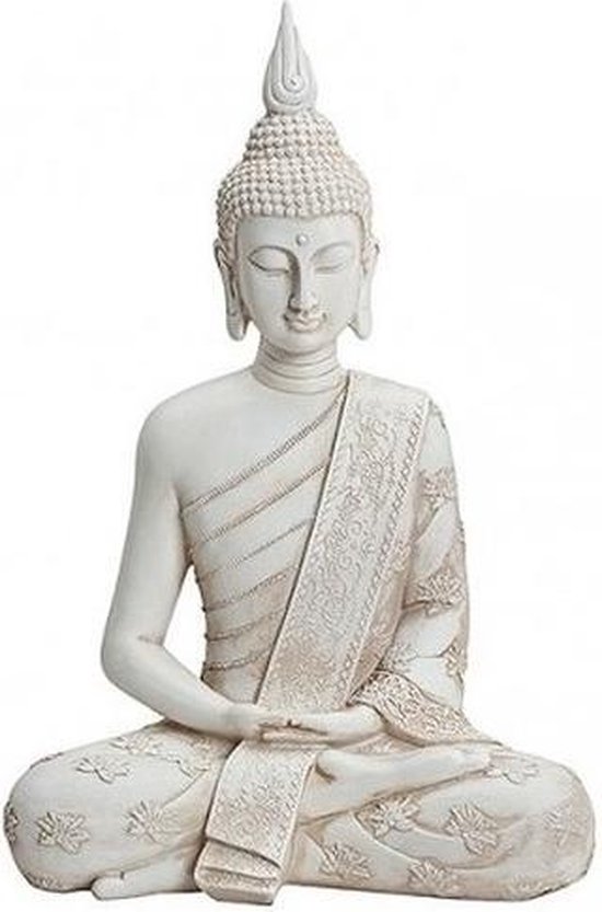 Kiezen Portret Uittreksel Wit boeddha beeld zittend 40 cm - Boeddha beelden -  Woondecoratie/Tuindecoratie | bol.com