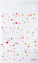 20 x Papieren Uitdeelzakjes voor school, verjaardag en bruiloft - hartjes patroon uitdeel zakjes - 17 x 9,5 cm - Valentijn - Valentijnsdag