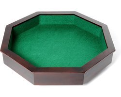 Pitjesbak 8-hoekig - Houten Speelbak - Ingelegd Groen Vilt - Krijtborden voor Score - 38,5 x 38,8 cm - Engelhart
