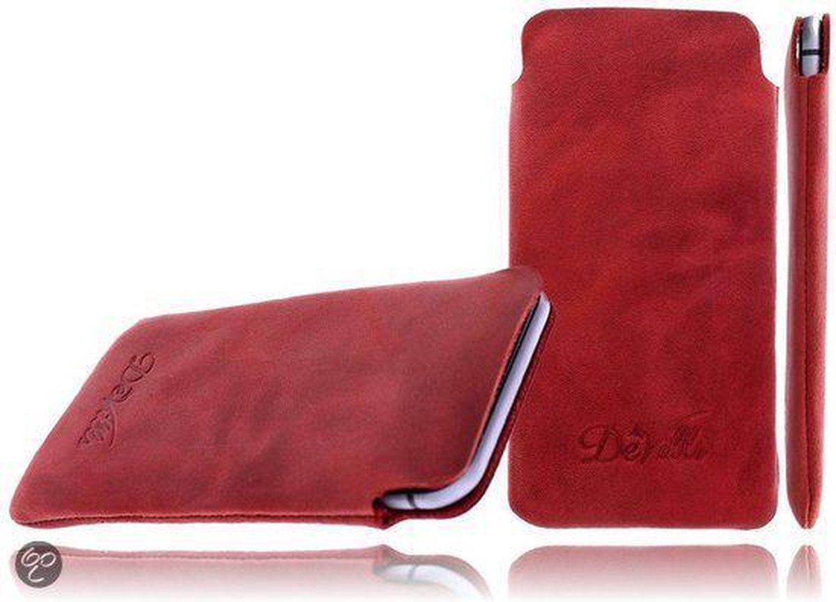 DeVills Red Samsung Galaxy S5 (Plus) Pocket Sleeve Lederen Hoes