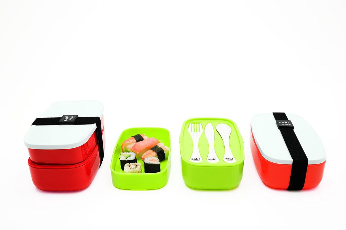 Zak!Designs Lunchbox Incl. Bestekset RoodWit