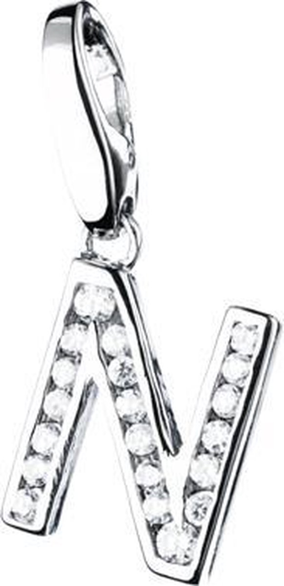 Charm | bedel | zilver | letter | N | zirkonia