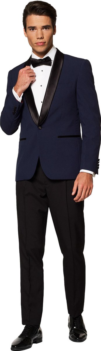 OppoSuits Midnight Blue - Heren Tuxedo Smoking met Vlinderdas - Chique - Blauw - Maat EU 54
