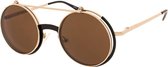 Icon Eyewear Zonnebril FLIP - Zwart & goudkleurig montuur - Bruine & Transparante glazen