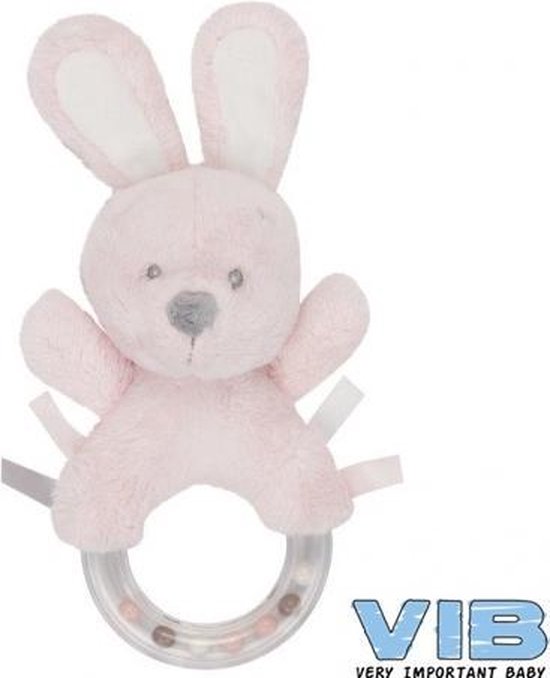 VIB® - Rammelaar Konijn VIB (Roze) - Babykleertjes - Baby cadeau - zwangerschap aankondiging - geboorte cadeau van VIB® — afbeelding 4