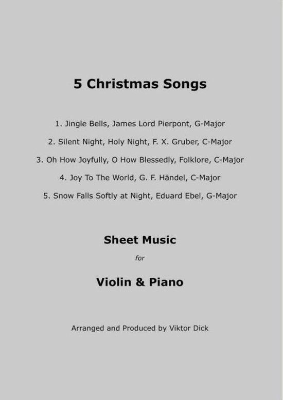 5 Christmas Songs Sheet Music for Violin & Piano - cover