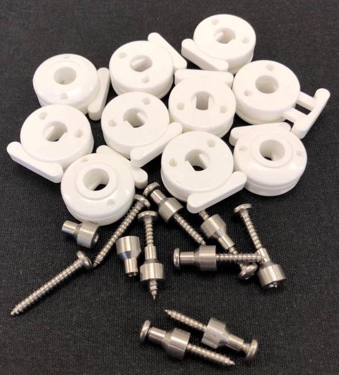 10 X Minax bovendeel wit + 10 X rvs zelftapper