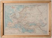 Canvasdoek met wereldkaart - Ingelijst -  Houtenlijst met glasplaat - 50x2x66 cm