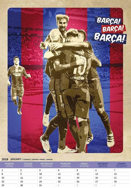 Officiele FC Barcelona Victories A3 Kalender 2018  bol.com