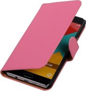 Roze Effen Booktype Samsung Galaxy A5 2016 Wallet Cover Hoesje