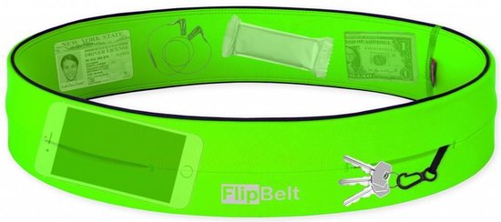 FlipBelt Classic - Running Belt – Hardloopriem voor Telefoon, Water en Meer – Unisex – Groen - L