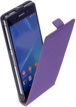 Sony Xperia M4 Aqua Leder Flip Case hoesje Paars