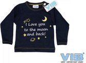 VIB® - Baby T-Shirt I Love You to the Moon and Back (Navy)-(3-6 mnd) - Babykleertjes - Baby cadeau