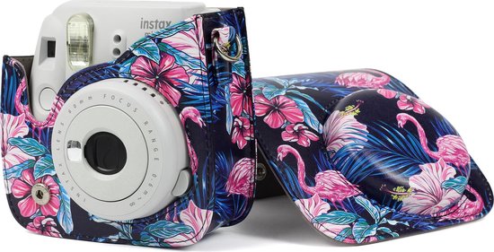 YONO Hoesje geschikt voor Fujifilm Instax Mini 11 / 9 / 8 - Case met Draagriem - Camera Tas - Flamingo - YONO