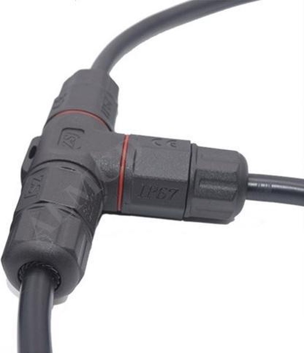 Waterdichte kabelverbinder - T splitter - schroefdraad bevestiging - IP67  connector | bol.com