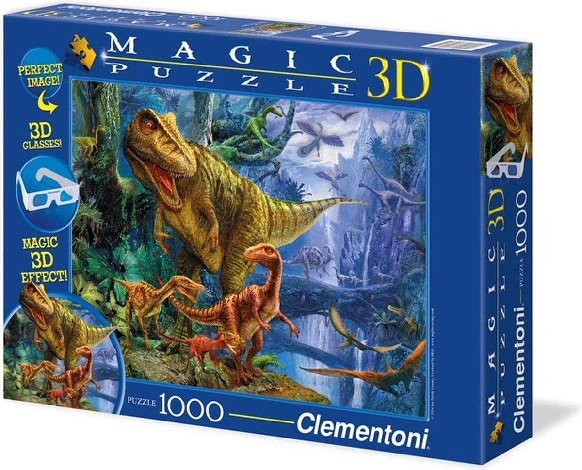 tarwe reflecteren zwanger Clementoni 3D Magic Puzzel - Dinosaur Valley - 1000 Stukjes- Dinosaurussen  | bol.com