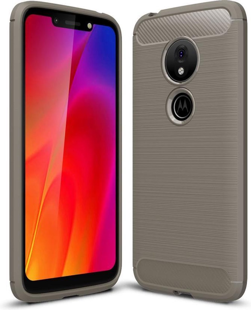 Armor Brushed TPU Back Cover - Geschikt voor Motorola Moto G7 Play Hoesje - Grijs