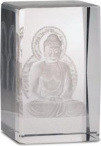 Yogi & Yogini naturals Kristal laser Boeddha op lotustroon rechthoekig (8x5x5 cm)