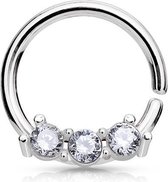 Helix piercing hoop ring 3 CZ steentjes