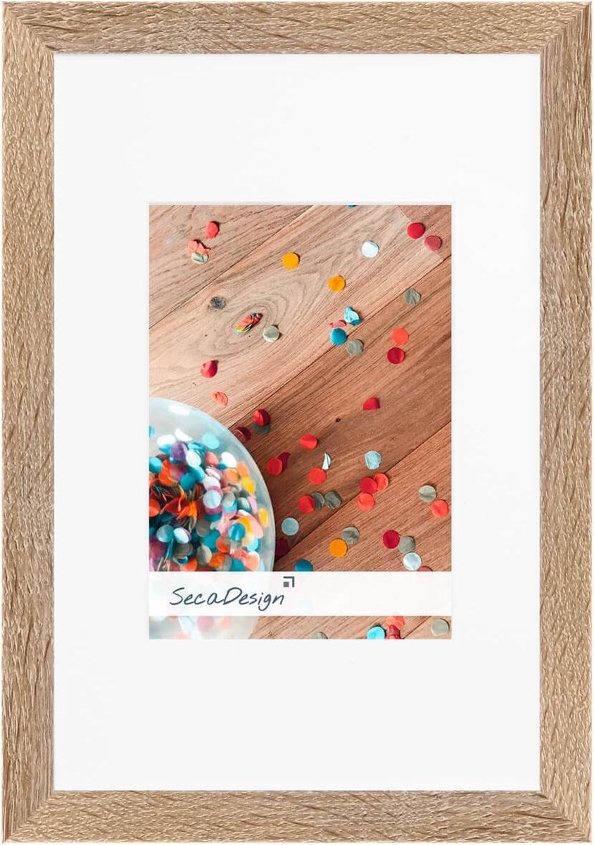 SecaDesign Tundra Hout - Fotolijst 10x15 / 7x10 cm fotomaat met passe-partout - Bruin