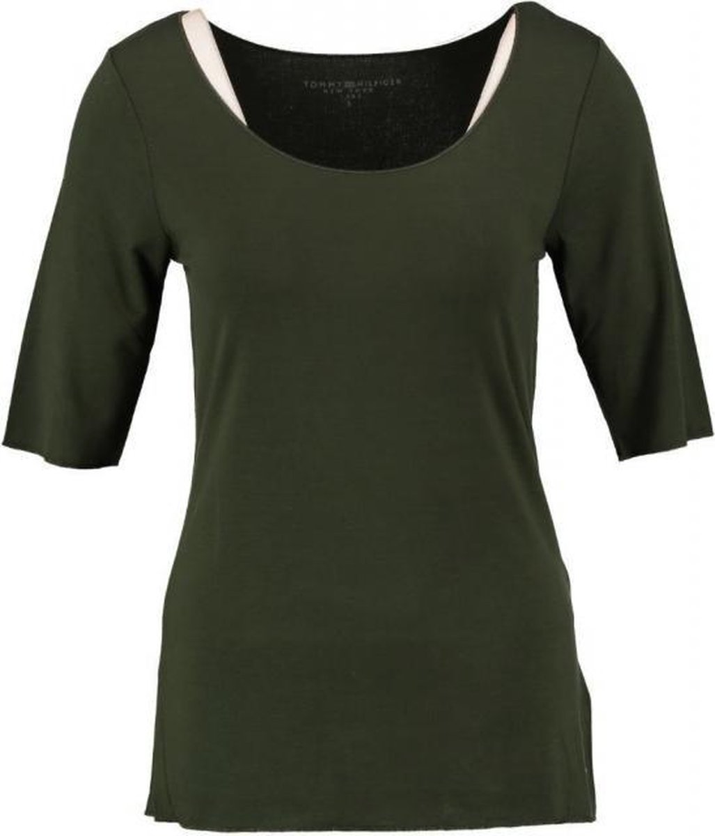Tommy hilfiger soepel groen shirt wijde hals Maat L Tommy hilfiger soepel groen shirt wijde hals Maat L