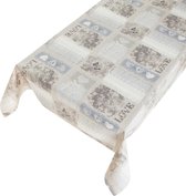 Tafelzeil Love -  140 x 450 cm - Beige tafellaken - Tafelkleed plastic - Voor buiten en binnen - Verschillende maten - Geleverd in een koker