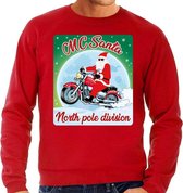 Foute Kersttrui / sweater - MC Santa North Pole division - motorliefhebber / motorrijder / motor fan - rood voor heren - kerstkleding / kerst outfit M (50)