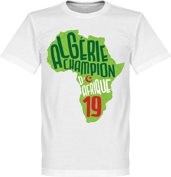 Algerije Afrika Cup 2019 Winners Map T-Shirt - Wit - XL