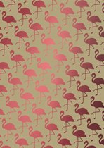 Bedrukt kraft cadeaupapier: Flamingo Roze K401695/2- Breedte 70 cm - m lang - Breedte 70  cm - K401695/2-70